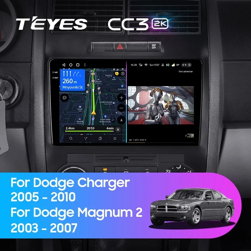 Штатная магнитола Teyes CC3 2K 360 6/128 Dodge Charger 6 LX (2005-2010)