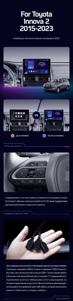Штатная магнитола Teyes CC3 2K 4/32 Toyota Innova 2 (2015-2023)