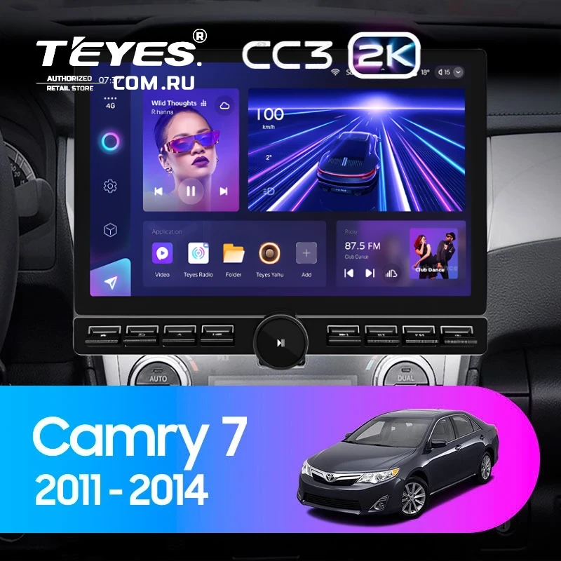 Штатная магнитола Teyes CC3 2K 6/128 Toyota Camry 7 XV 50 55 (2011-2014) F4 (13" с кнопками)
