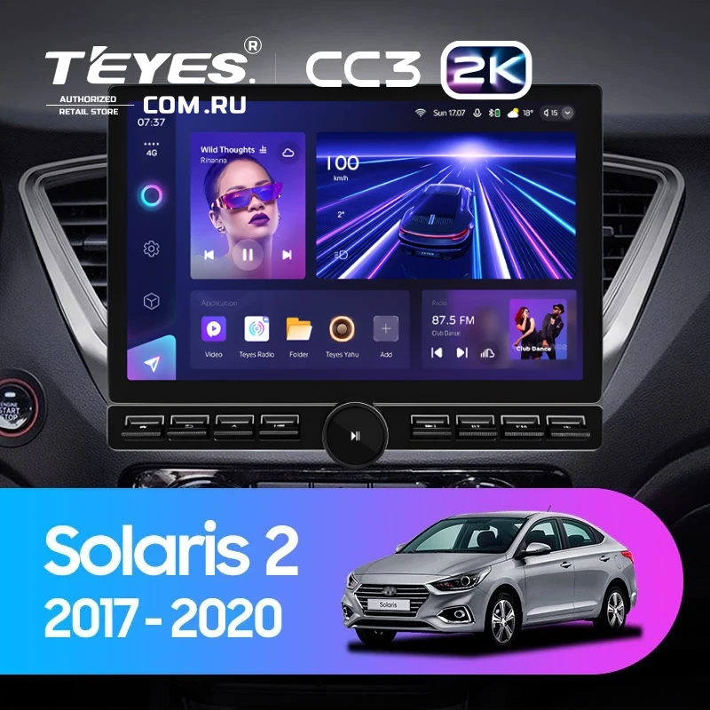 Штатная магнитола Teyes CC3 2K 6/128 Hyundai Solaris 2 (2017-2020) F1 Тип-B (13" с кнопками)