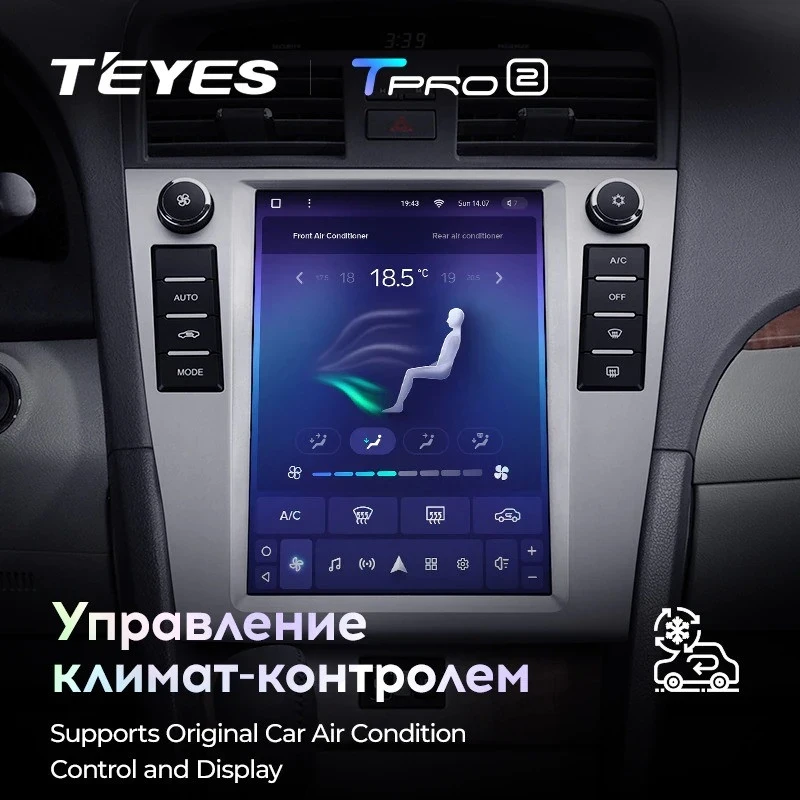 Штатная магнитола Tesla style Teyes TPRO 2 4/64 Toyota Camry 6 XV 40 (2006-2011) F1