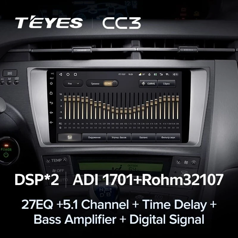 Штатная магнитола Teyes CC3 4/32 Toyota Prius 3 XW30 (2009-2015) F1 Правый руль