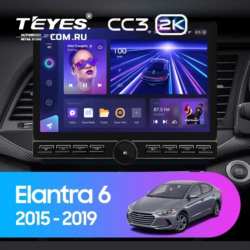 Штатная магнитола Teyes CC3 2K 6/128 Hyundai Elantra 6 (2015-2018) Тип-B (13" с кнопками)